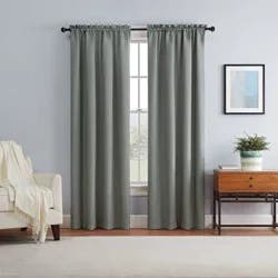 42"x84" Eclipse Blackout Braxton Thermaback Window Curtain Panel Gray
