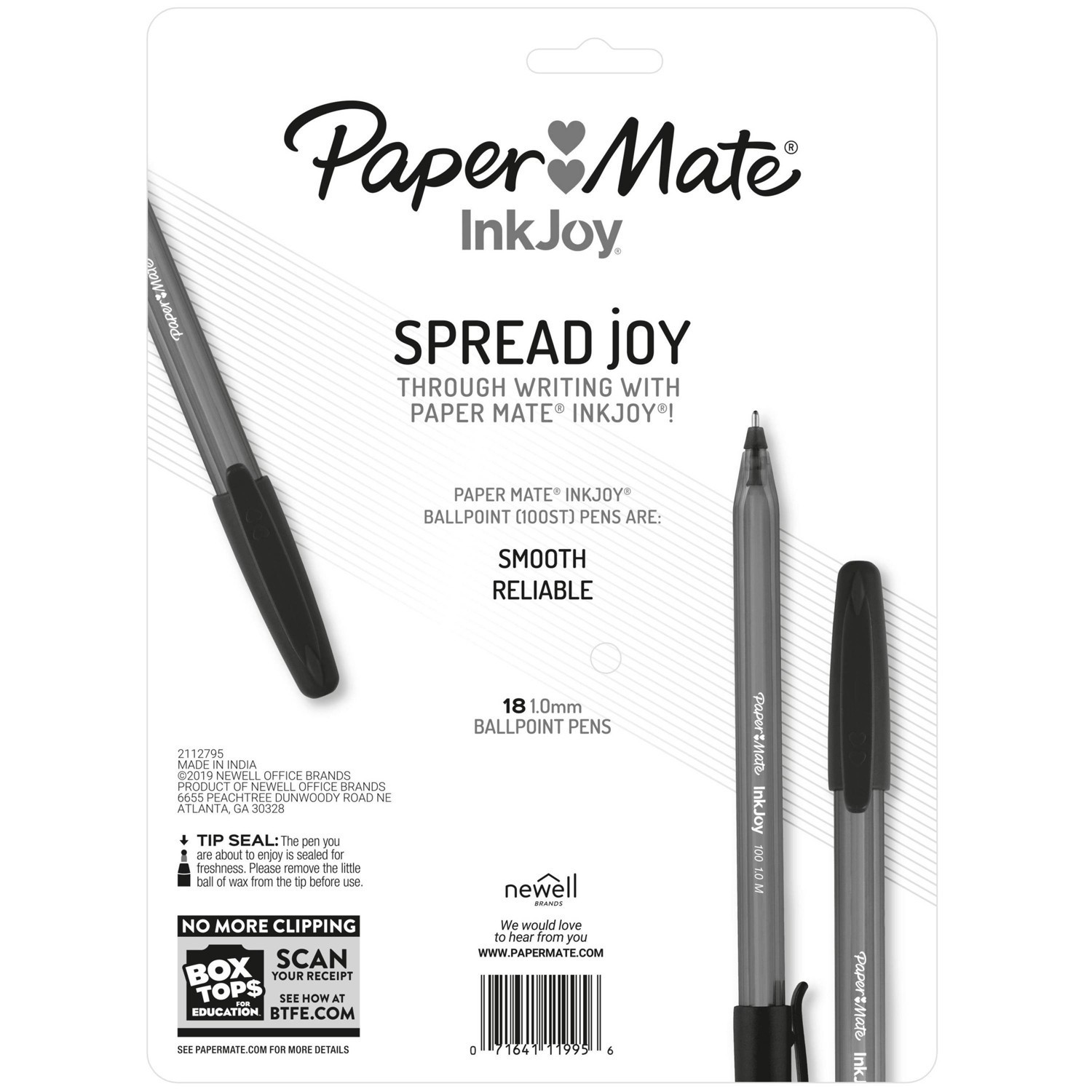 slide 6 of 7, Paper Mate Ink Joy 100ST 18pk Ballpoint Pens 1.00mm Medium Tip Multicolored, 18 ct