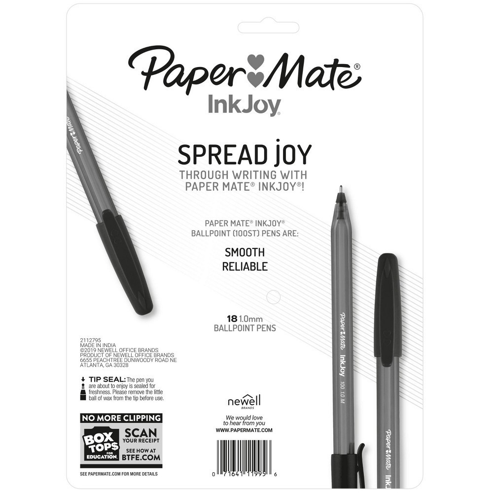 slide 6 of 7, Paper Mate Ink Joy 100ST Ballpoint Pens 1.00mm Medium Tip Multicolored, 18 ct