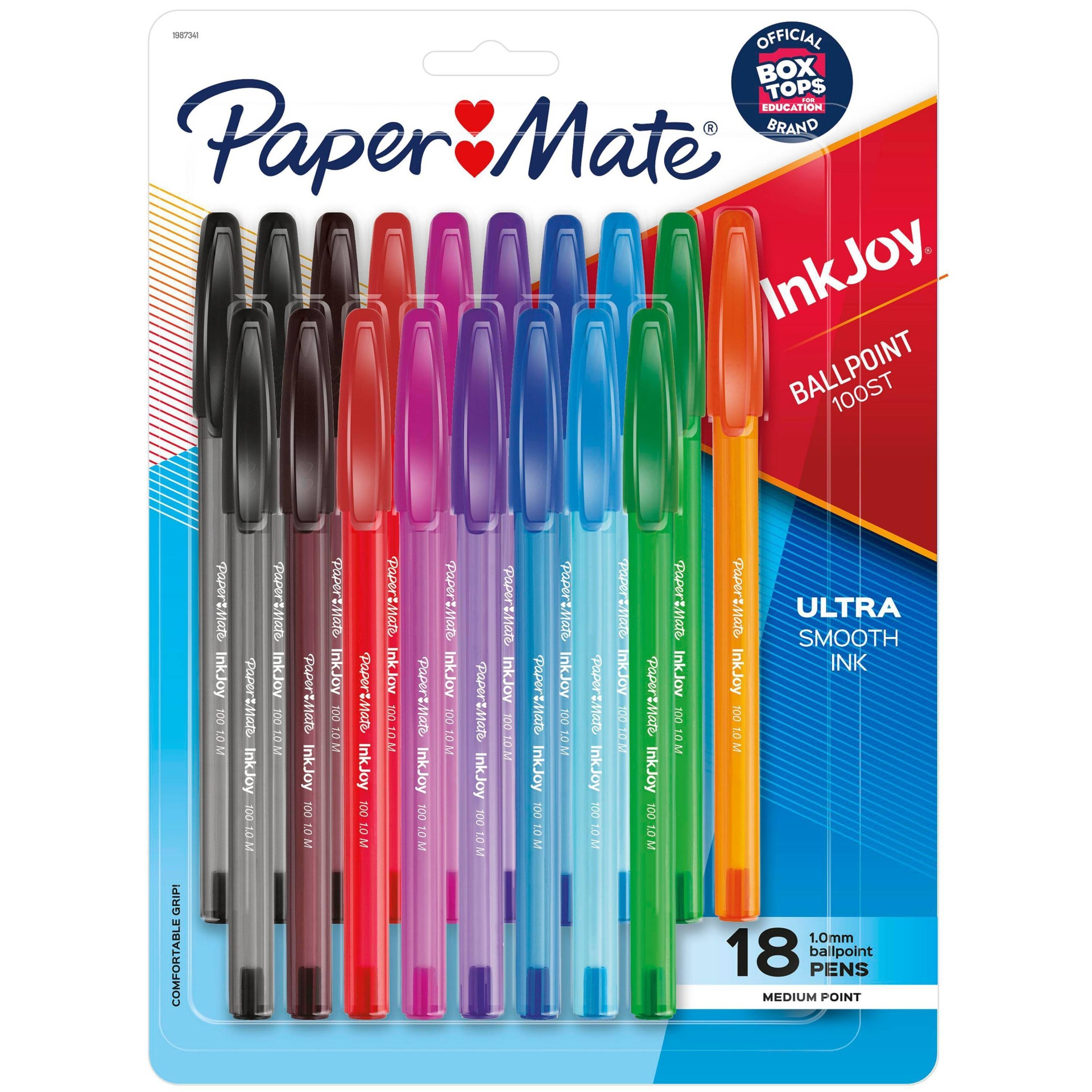 slide 1 of 7, Paper Mate Ink Joy 100ST Ballpoint Pens 1.00mm Medium Tip Multicolored, 18 ct