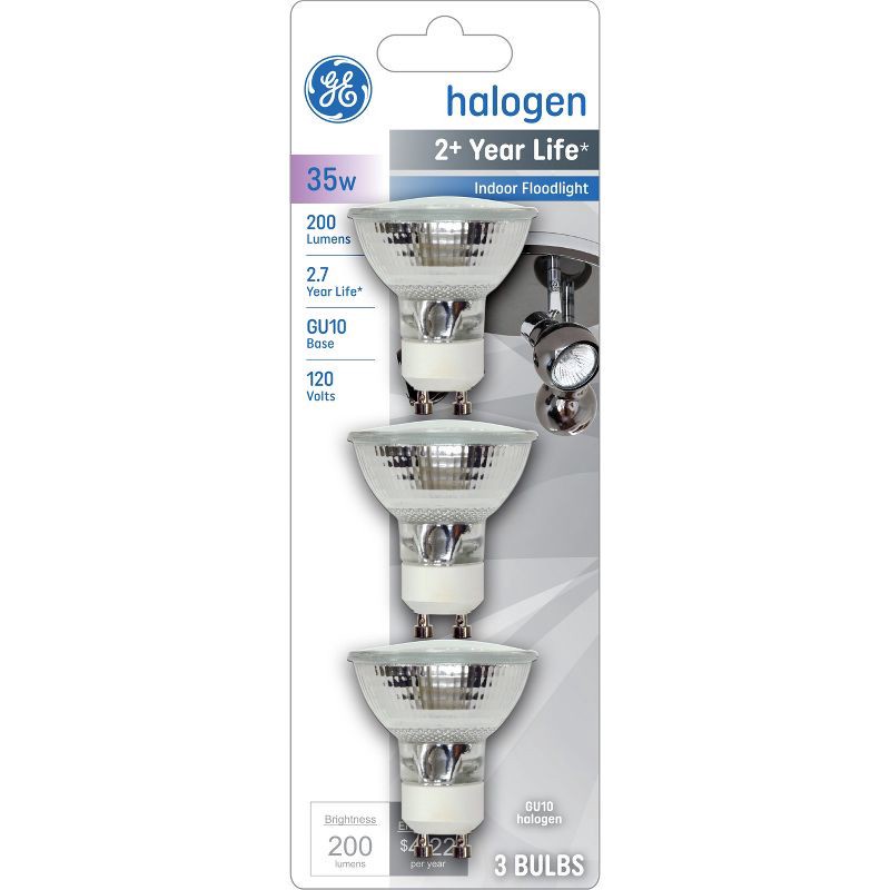 slide 1 of 6, GE Household Lighting GE 35w 3pk GU10 Halogen Light Bulb White, 3 ct