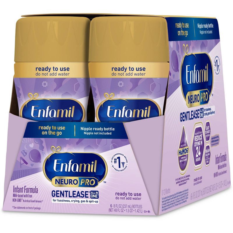 slide 11 of 13, Enfamil Gentlease Ready to Use Bottles - 8 fl oz Each/6ct, 6 ct; 8 fl oz