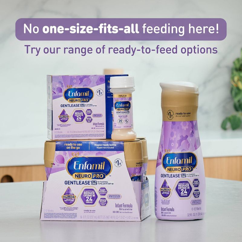 slide 10 of 13, Enfamil Gentlease Ready to Use Bottles - 8 fl oz Each/6ct, 6 ct; 8 fl oz