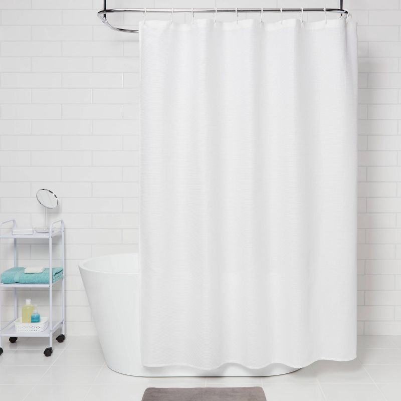 slide 2 of 4, Waffle Weave Shower Curtain White - Room Essentials™, 1 ct