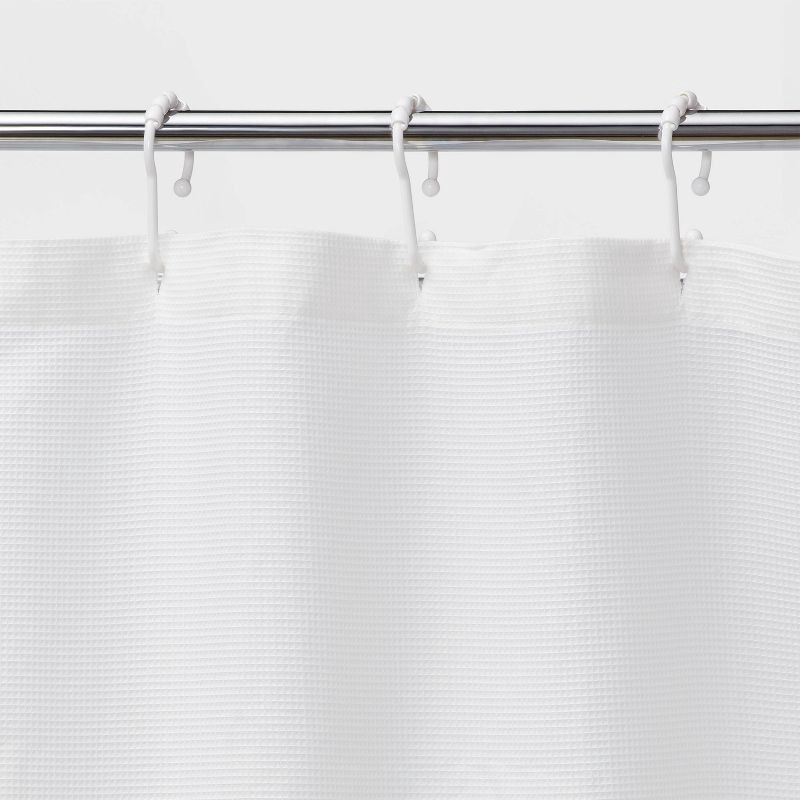 slide 3 of 4, Waffle Weave Shower Curtain White - Room Essentials™, 1 ct