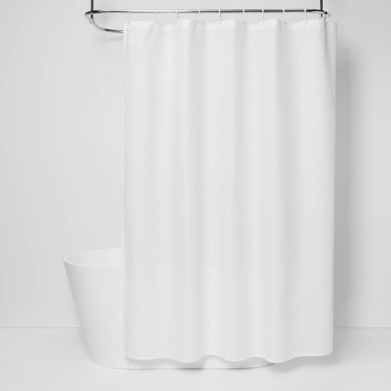 slide 1 of 4, Waffle Weave Shower Curtain White - Room Essentials, 1 ct