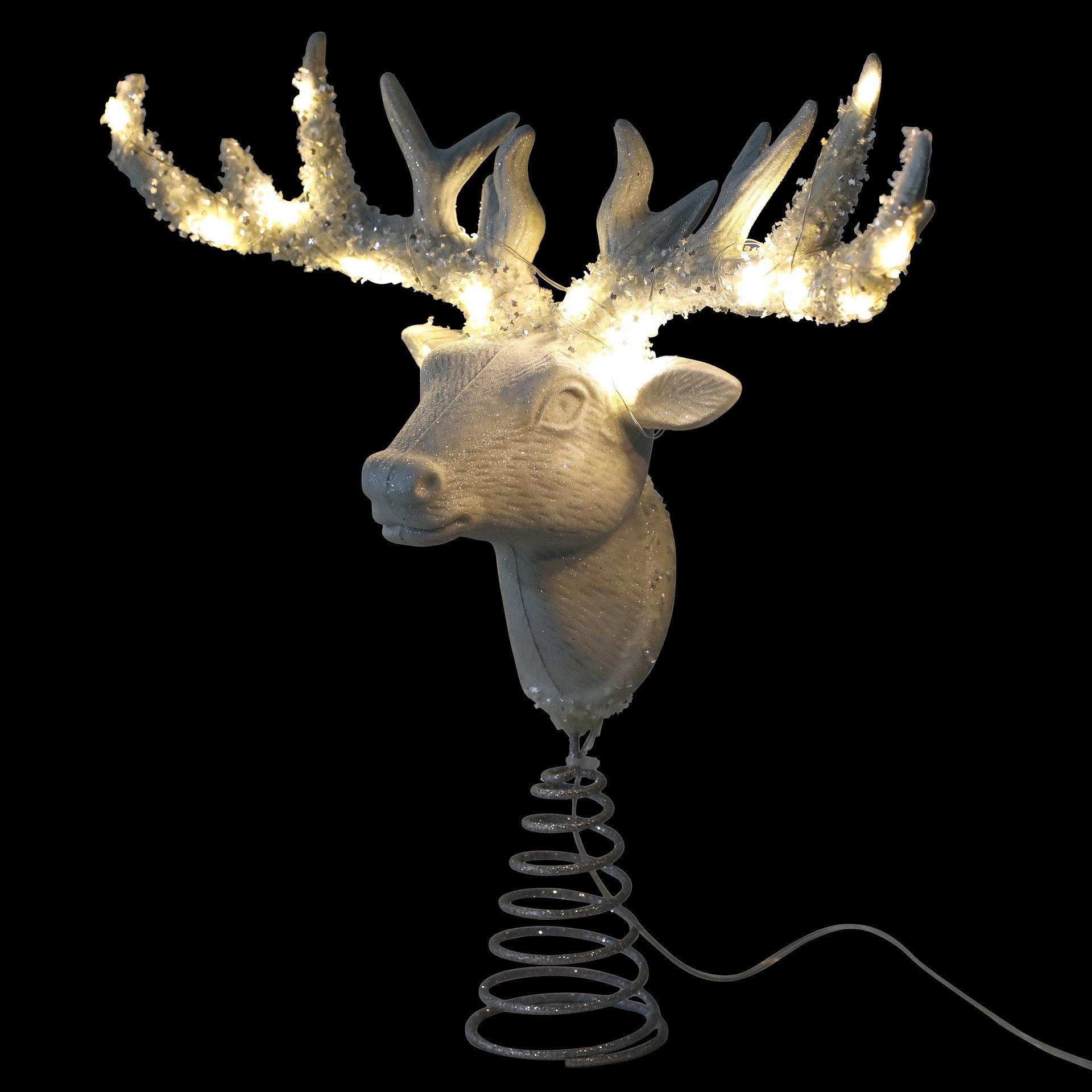 slide 3 of 3, 13" White Stag Head Lighted Tree Topper By Ashland, 13.2 in