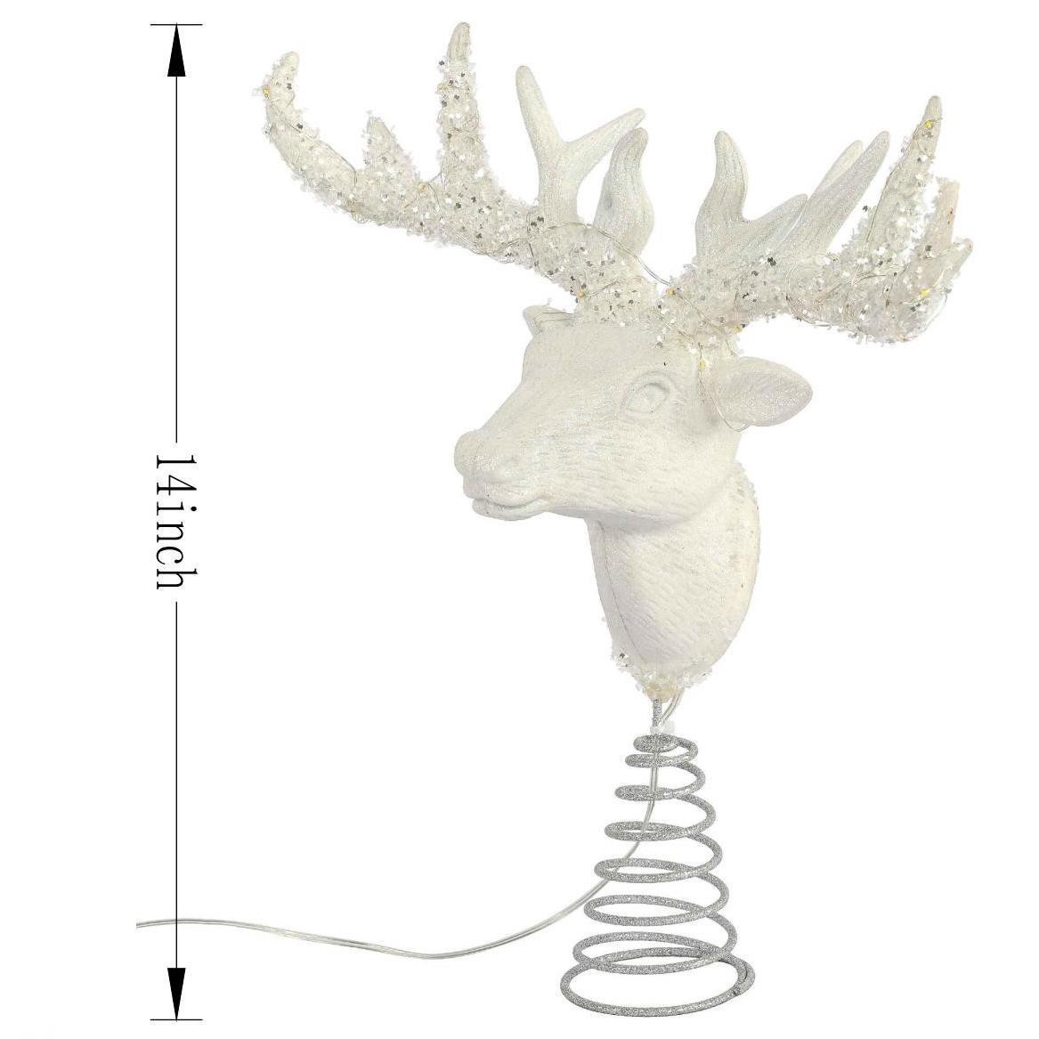slide 2 of 3, 13" White Stag Head Lighted Tree Topper By Ashland, 13.2 in