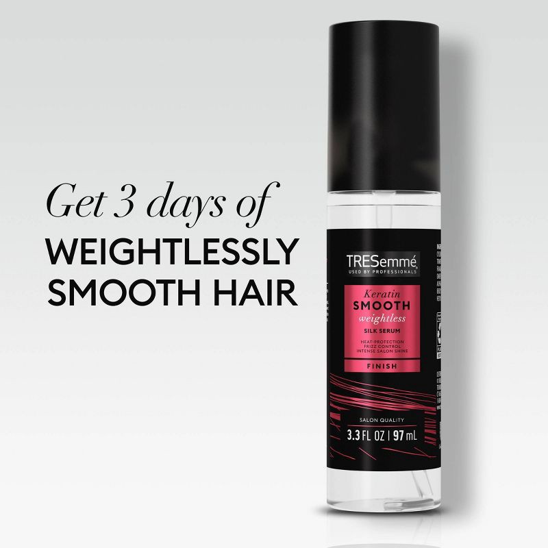 slide 6 of 8, Tresemme Weightless Silk Serum for Intense Salon-Level Shine Keratin Smooth with Heat Protection and Frizz Control - 3.3oz, 3.3 oz