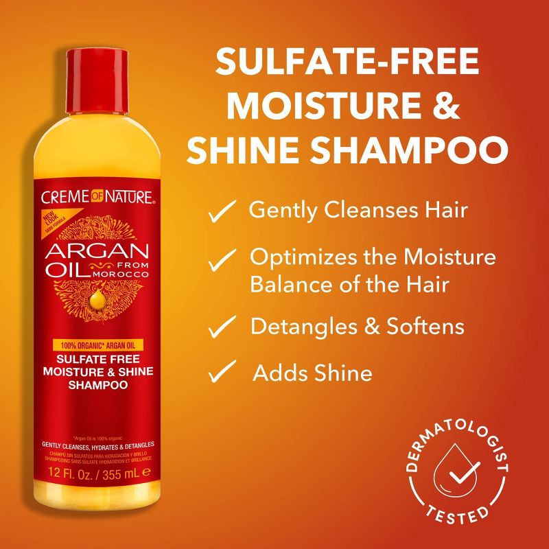 slide 4 of 8, Creme of Nature Argan Oil Sulfate-Free Moisture & Shine Shampoo - 12 fl oz, 12 fl oz