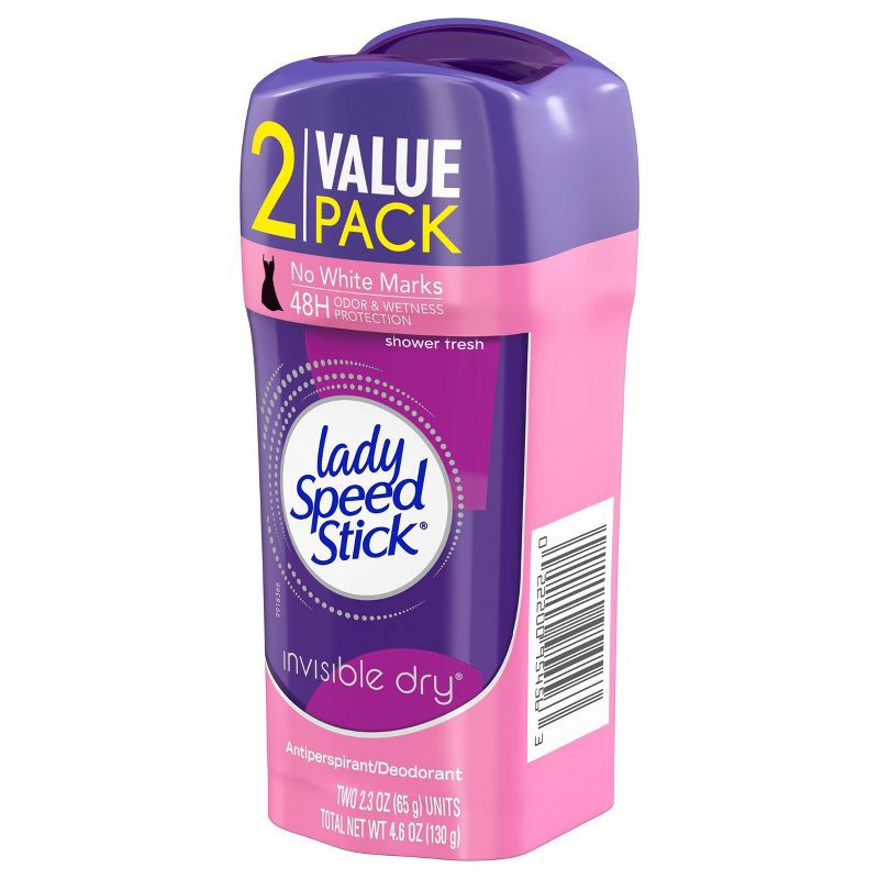 slide 3 of 14, Lady Speed Stick Invisible Dry Solid Antiperspirant & Deodorant - Shower Fresh - 2.3oz/2pk, 2.3 oz, 2 ct
