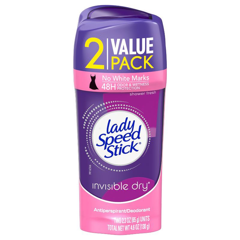 slide 12 of 14, Lady Speed Stick Invisible Dry Solid Antiperspirant & Deodorant - Shower Fresh - 2.3oz/2pk, 2.3 oz, 2 ct