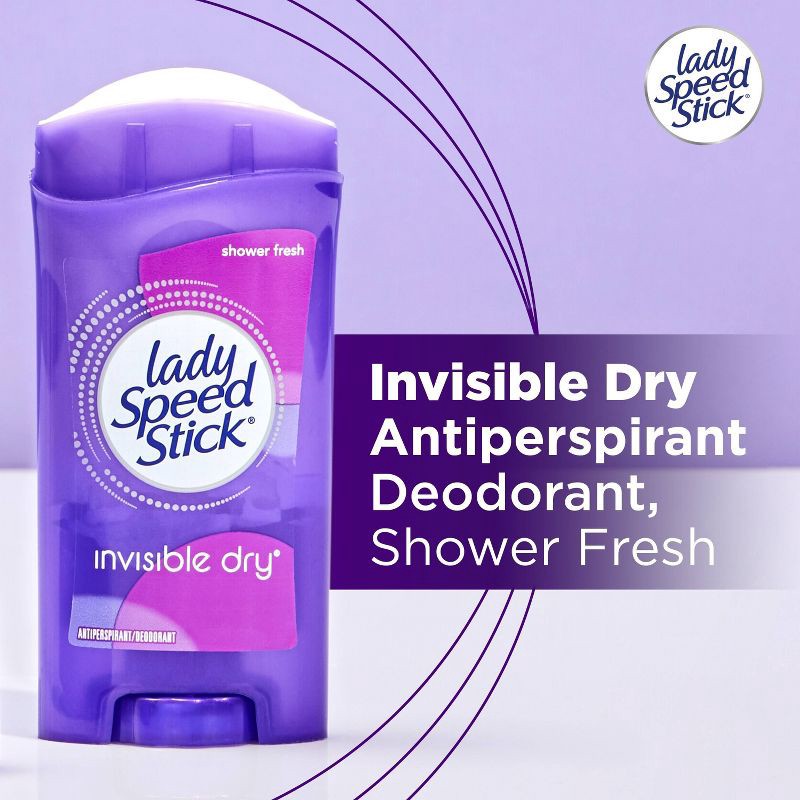 slide 5 of 14, Lady Speed Stick Invisible Dry Solid Antiperspirant & Deodorant - Shower Fresh - 2.3oz/2pk, 2.3 oz, 2 ct