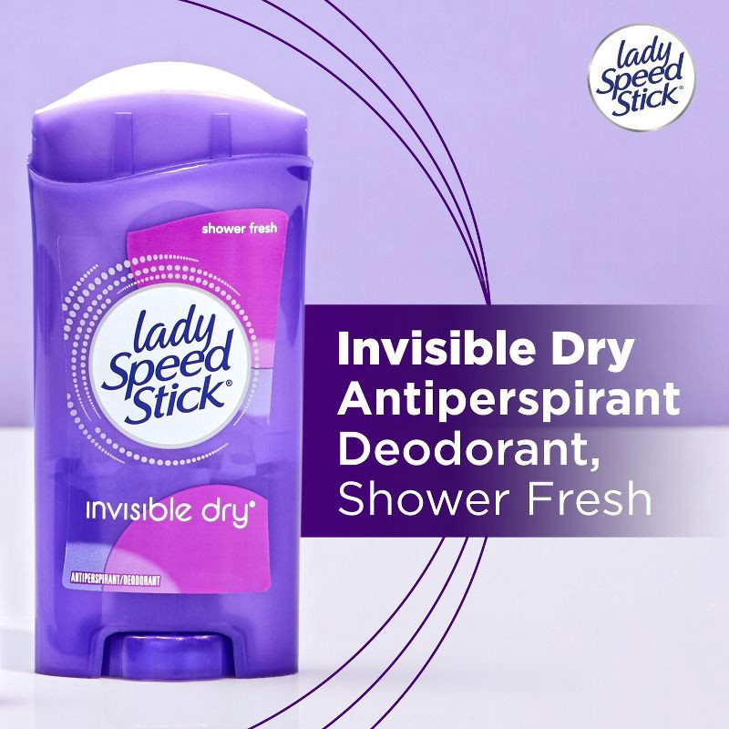 slide 5 of 8, Lady Speed Stick Invisible Dry Antiperspirant Deodorant - Shower Fresh - 2.3oz/2pk, 2.3 oz, 2 ct