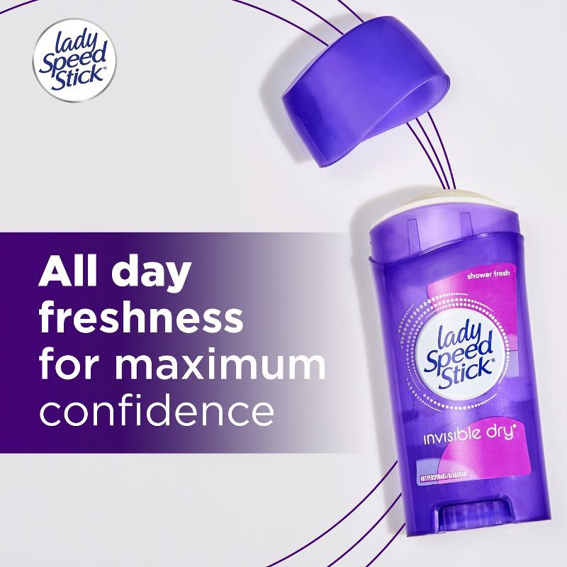 slide 6 of 14, Lady Speed Stick Invisible Dry Solid Antiperspirant & Deodorant - Shower Fresh - 2.3oz/2pk, 2.3 oz, 2 ct