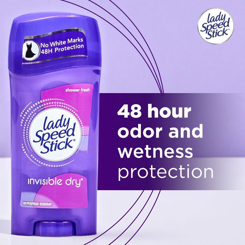 slide 6 of 8, Lady Speed Stick Invisible Dry Antiperspirant Deodorant - Shower Fresh - 2.3oz/2pk, 2.3 oz, 2 ct