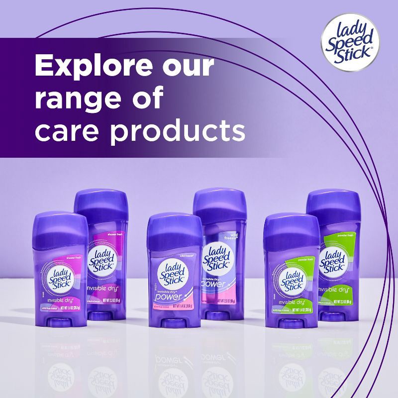 slide 11 of 14, Lady Speed Stick Invisible Dry Solid Antiperspirant & Deodorant - Shower Fresh - 2.3oz/2pk, 2.3 oz, 2 ct