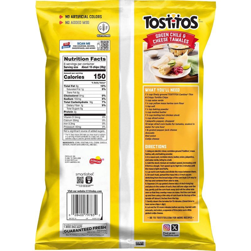 slide 2 of 6, Tostitos Cantina Thin & Crispy Tortilla Chips - 8oz, 8 oz