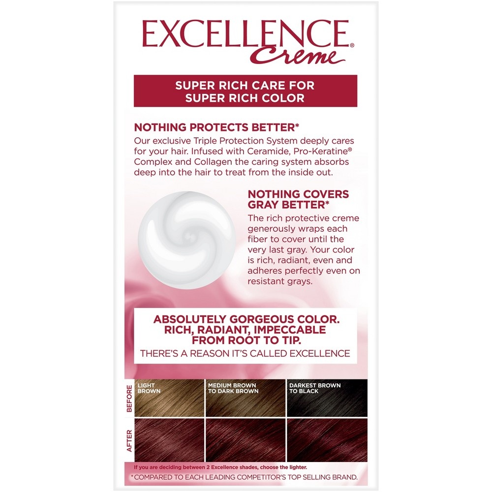 slide 2 of 3, L'Oreal Paris Excellence Triple Protection Permanent Hair Color - 4RM Dark Mahogany Red - 1 kit, 1 ct