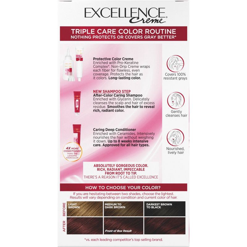 slide 6 of 6, L'Oreal Paris Excellence Triple Protection Permanent Hair Color - 4RM Dark Mahogany Red - 1 kit, 1 ct