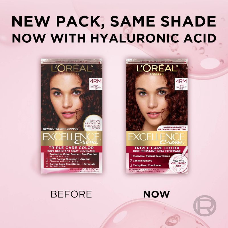 slide 9 of 10, L'Oreal Paris Excellence Triple Protection Permanent Hair Color - 4RM Dark Mahogany Red - 1 kit, 1 ct