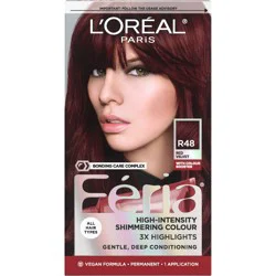 L'Oreal Paris Feria High Intensity Shimmering Color Power Red - R48 Intense Deep Auburn - 1 Kit
