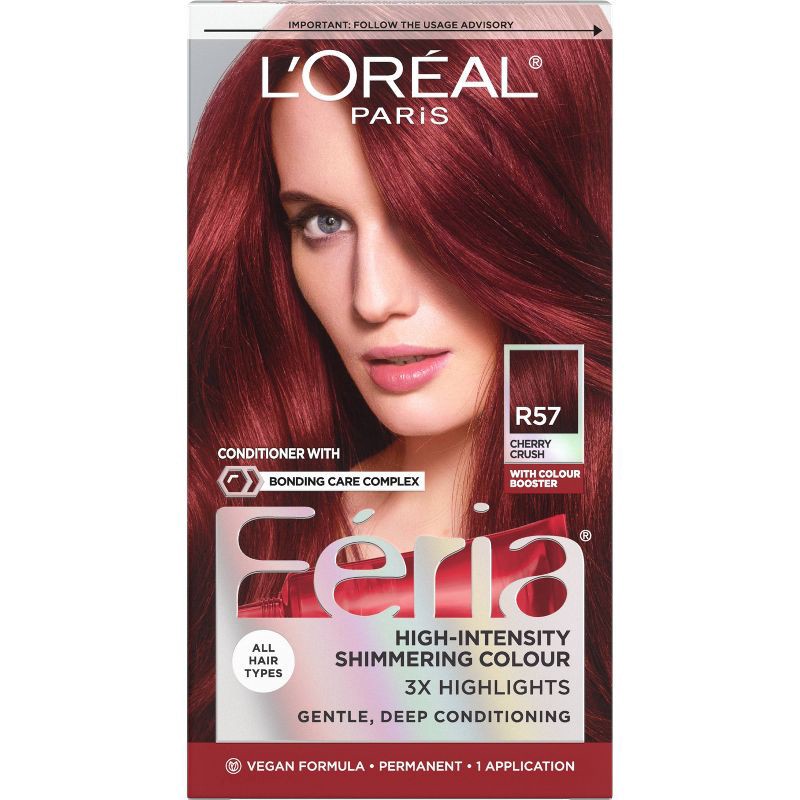 slide 1 of 9, L'Oreal Paris Feria High Intensity Shimmering Color Power Red - R57 Intense M Auburn - 1 Kit, 1 ct