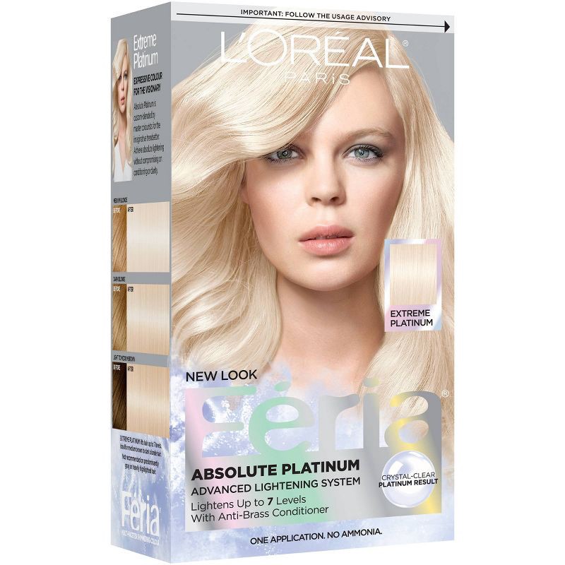 slide 9 of 10, L'Oreal Paris Feria Advanced Lightening System Permanent Hair Color - Extreme Platinum, 1 ct