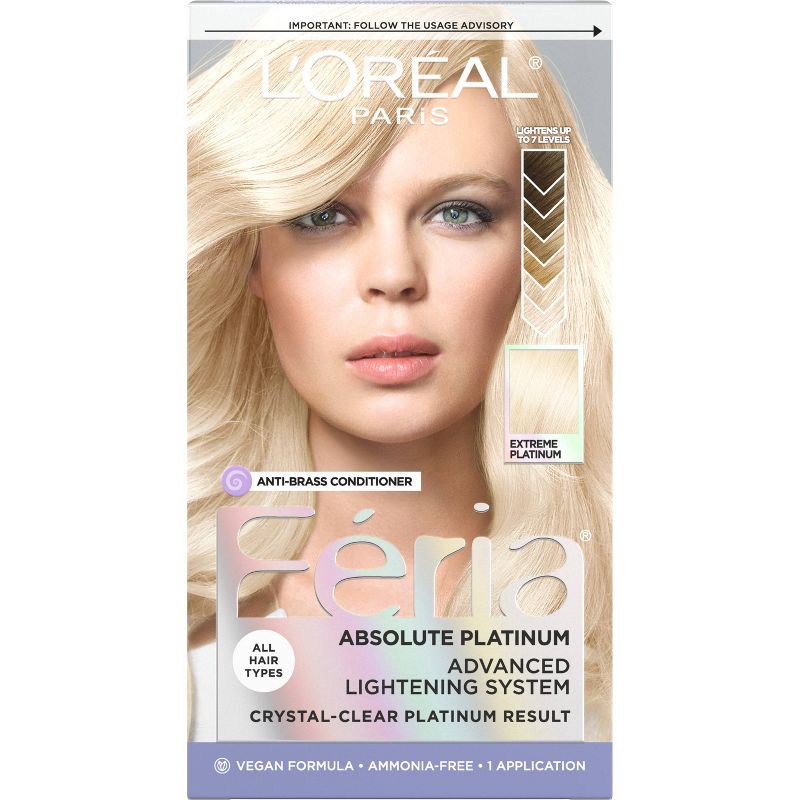 slide 1 of 10, L'Oreal Paris Feria Advanced Lightening System Permanent Hair Color - Extreme Platinum, 1 ct