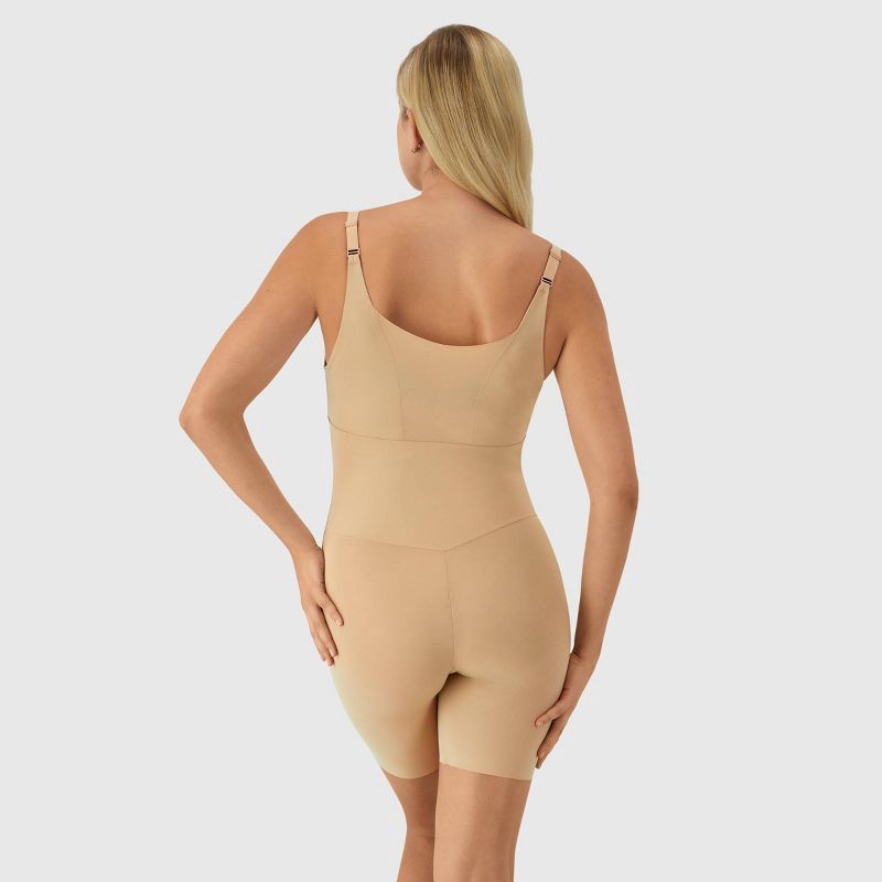 slide 3 of 5, Maidenform Women's Shapewear Open Bust Wear Your Own Bra Mid Thigh Bodysuit 874 - Beige L: Tummy & Hip Slimming, 1 ct