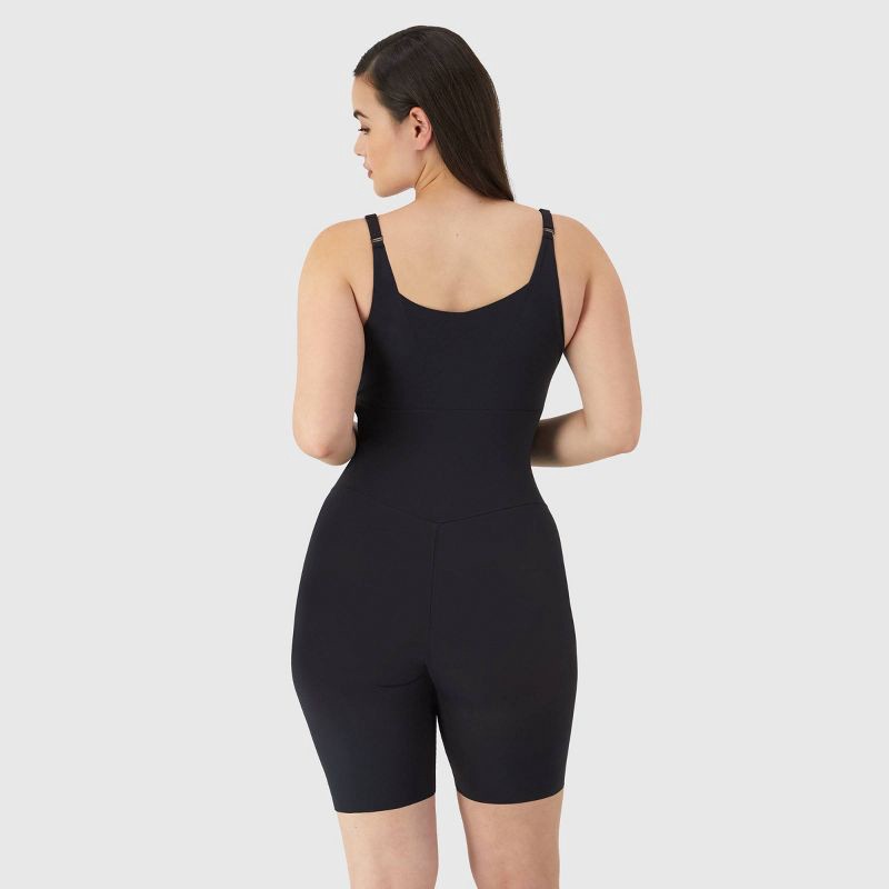 slide 4 of 5, Maidenform Women's Shapewear Open Bust Wear Your Own Bra Mid Thigh Bodysuit 874 - Black S: Tummy & Thigh Slimming, 1 ct
