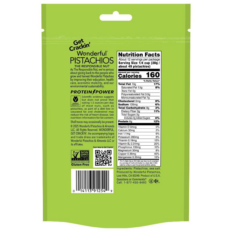 slide 5 of 6, Wonderful Roasted & Salted No Shells Pistachios - 12oz, 12 oz