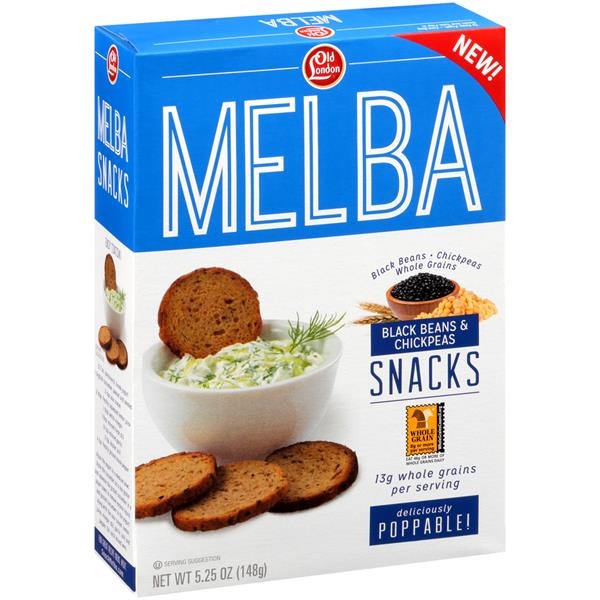 slide 1 of 1, Old London Melba Black Beans & Chickpeas Snacks, 5.25 oz