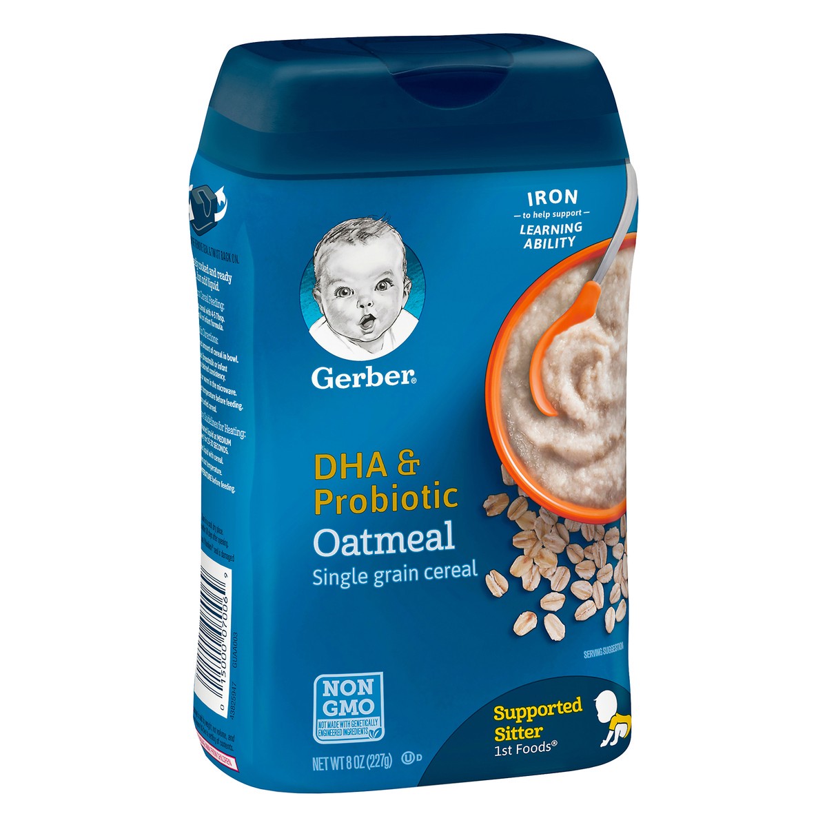 slide 2 of 9, Gerber DHA & Probiotic Oatmeal Single Grain Cereal, 8 oz