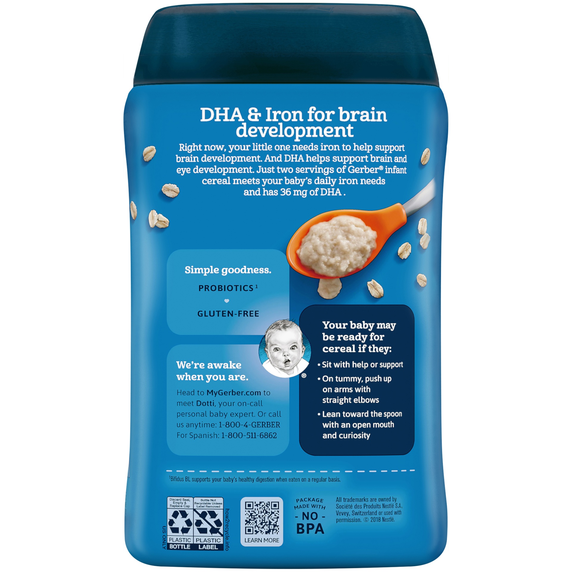 Gerber DHA & Probiotic Oatmeal Single Grain Cereal 8 oz | Shipt