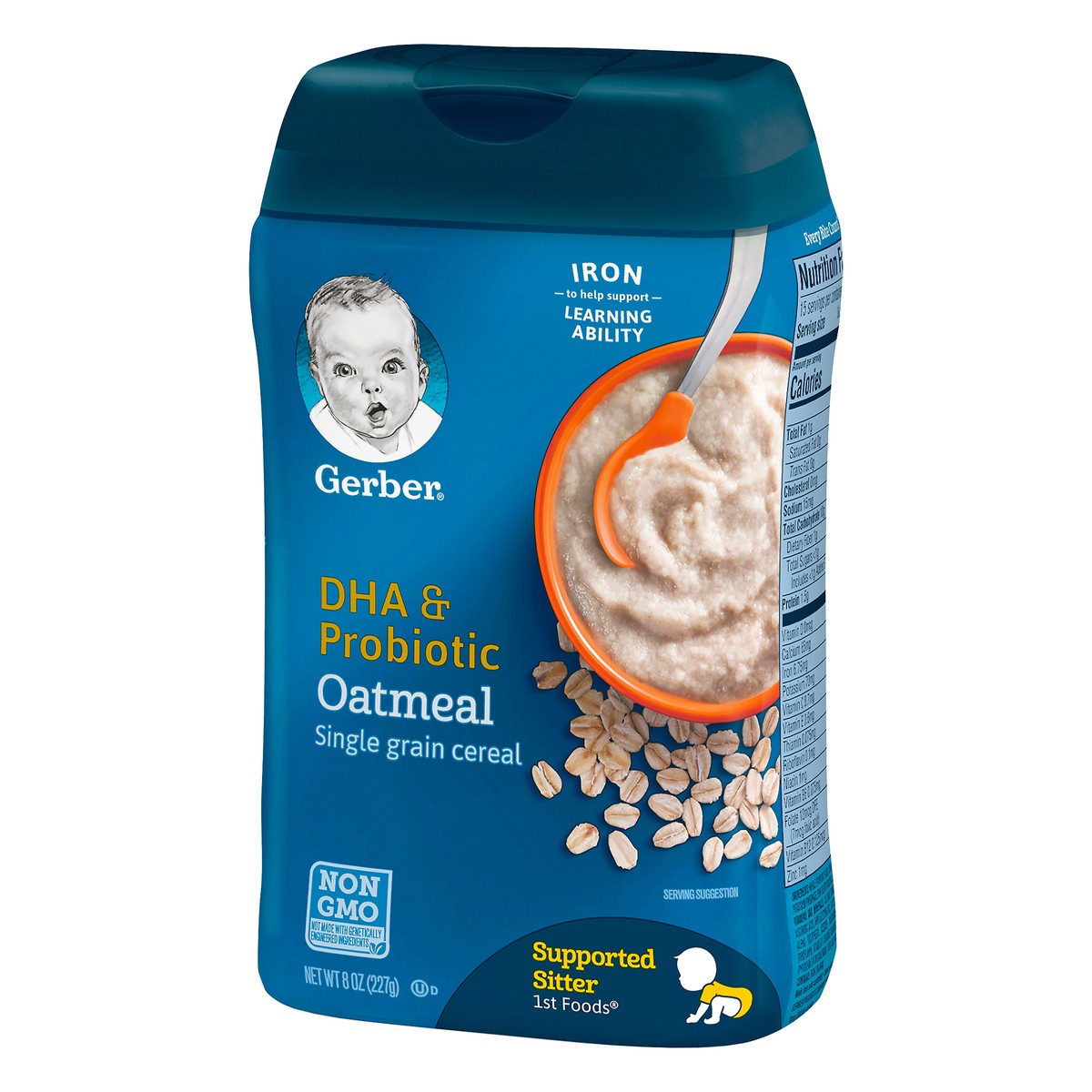 slide 6 of 9, Gerber DHA & Probiotic Oatmeal Single Grain Cereal, 8 oz