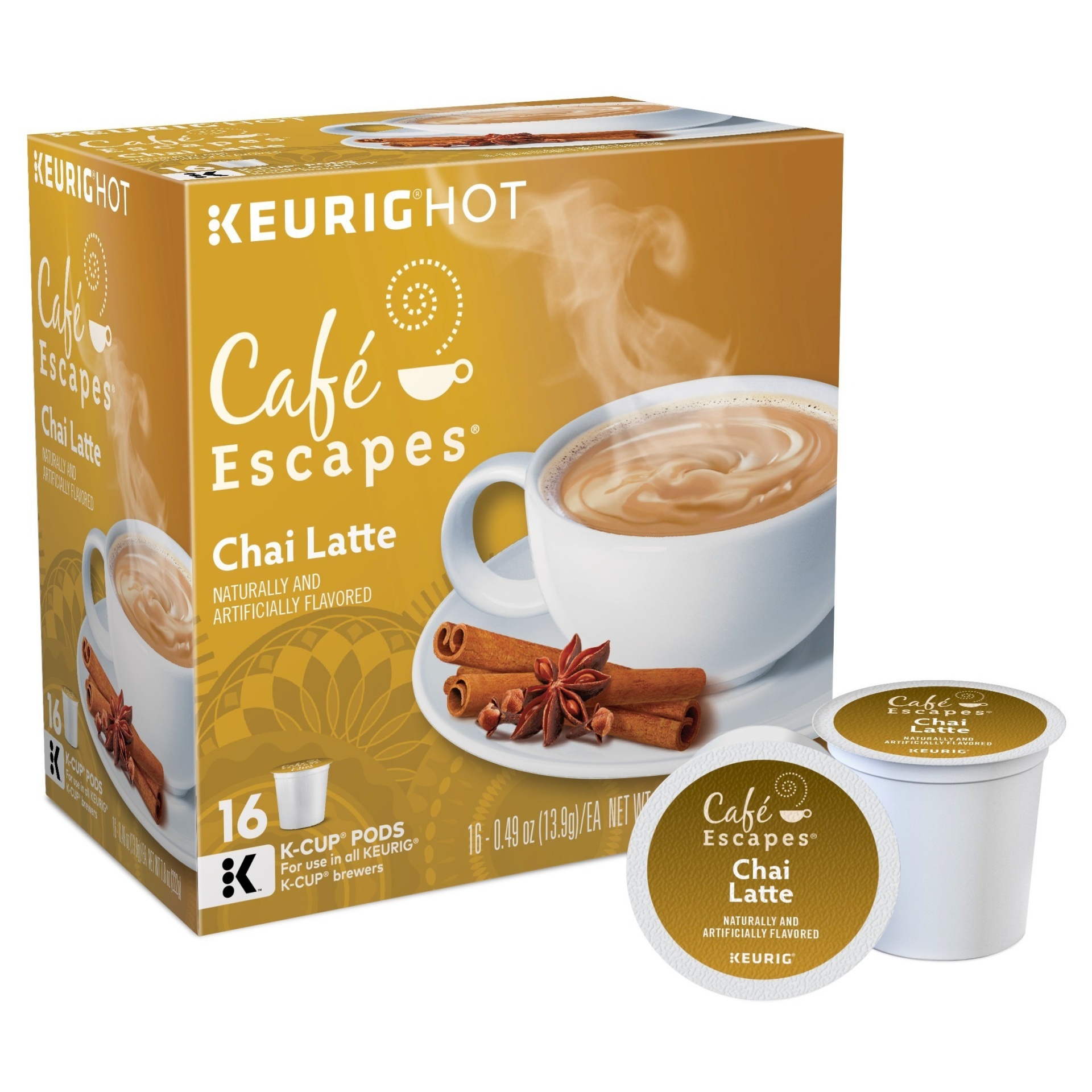 slide 1 of 2, Café Escapes Chai Latte K-Cup Pods, 16 ct