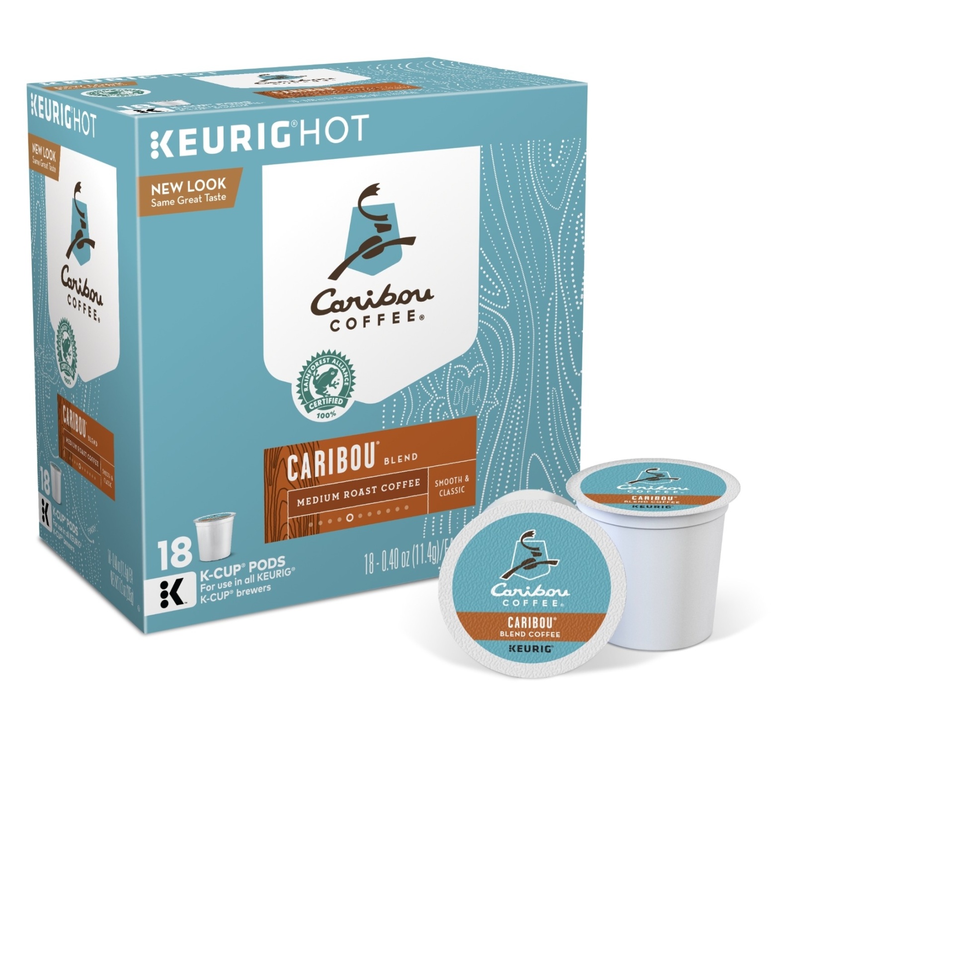 slide 1 of 3, Caribou Coffee Caribou Blend Medium Roast Coffee Cup Pods, 18 ct