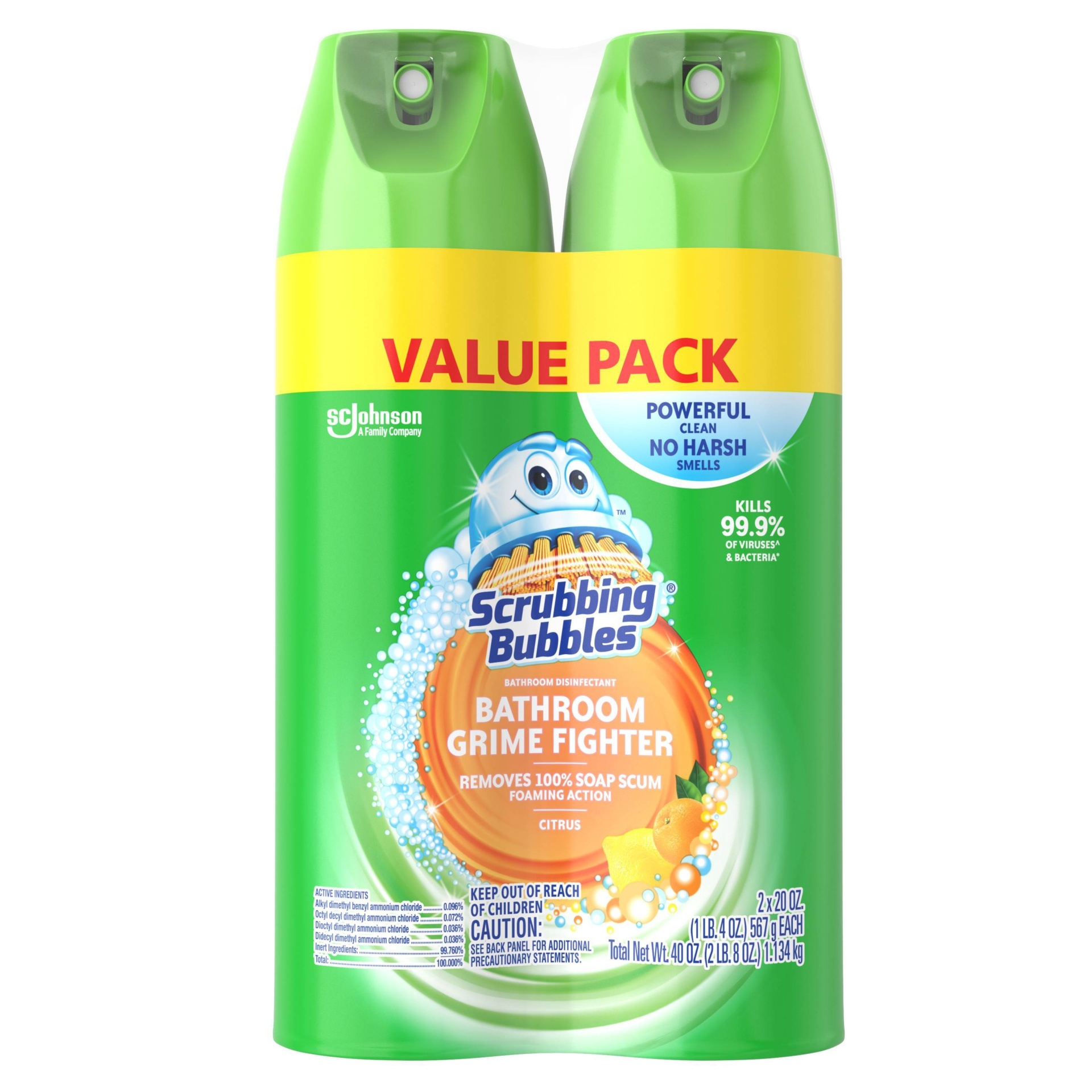 slide 1 of 4, Scrubbing Bubbles Disinfectant Bathroom Cleaner, Fresh Citrus Scent, 2 ct; 20 oz