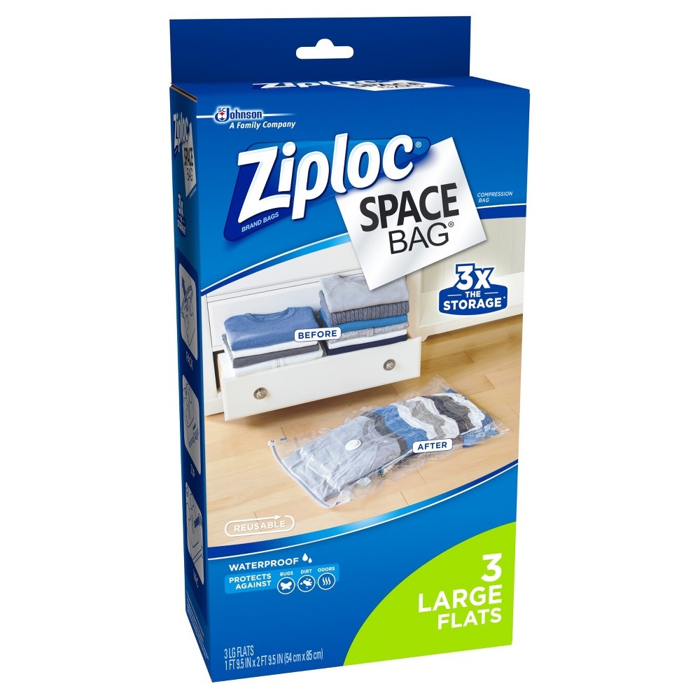 slide 3 of 7, Ziploc Space Bag (Large), 3 ct