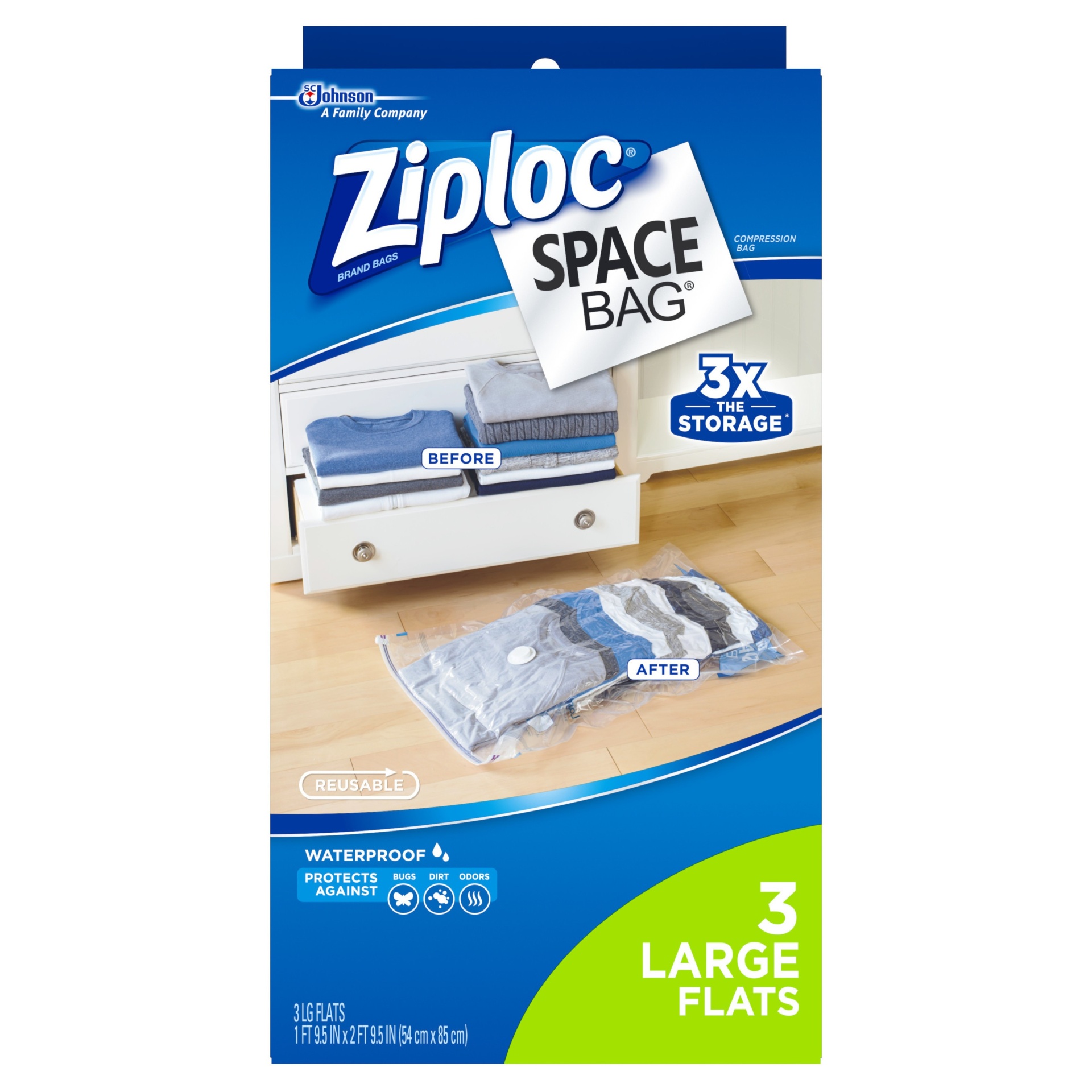 slide 1 of 7, Ziploc Space Bag (Large), 3 ct