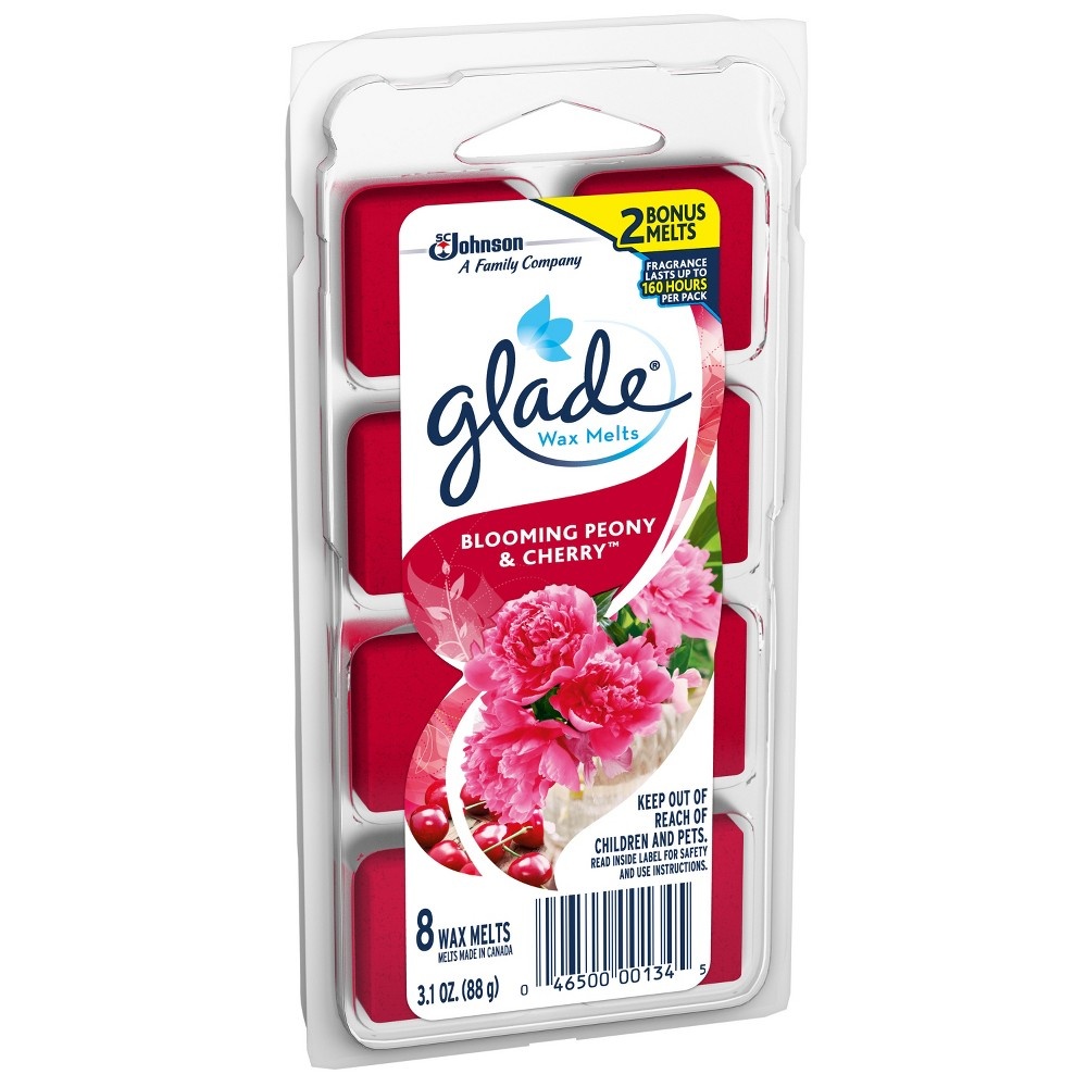 slide 3 of 5, Glade Wax Melts Air Freshener Refill, Blooming Peony & Cherry, 8 ct; 3.1 oz