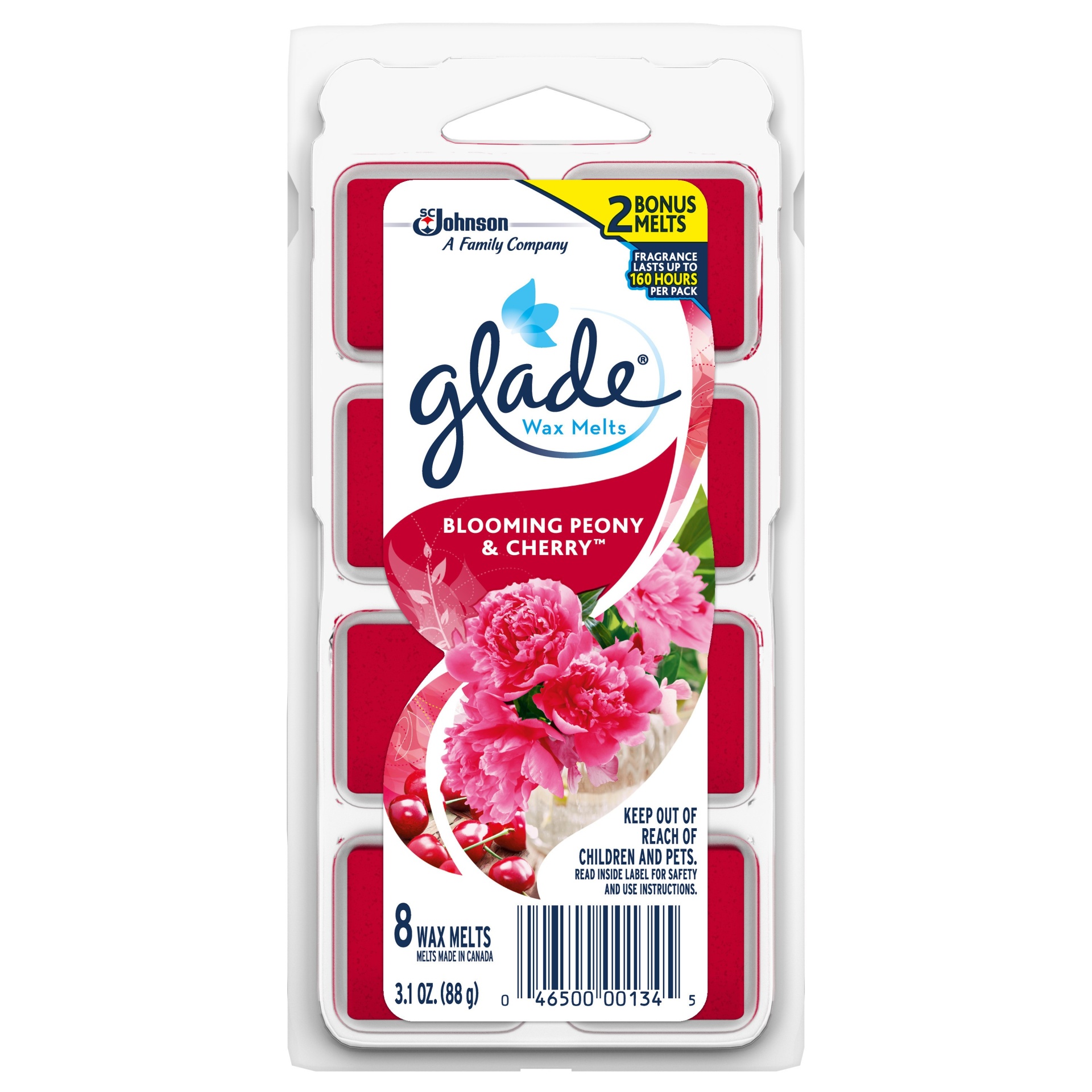 slide 1 of 5, Glade Wax Melts Air Freshener Refill, Blooming Peony & Cherry, 8 ct; 3.1 oz