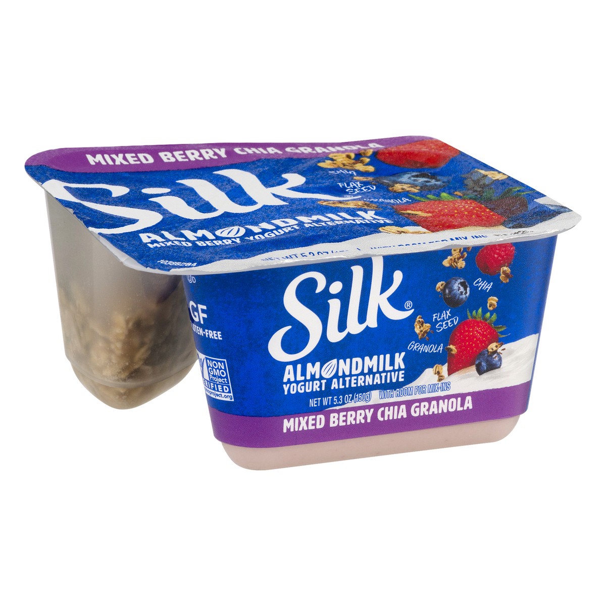 slide 5 of 10, Silk Almond Milk Dairy-Free Yogurt Alternative, Mixed Berry Chia Granola Mix-Ins, Soy-Free, Gluten-Free, Non-GMO Project Verified, 5.3 oz., 5.3 oz