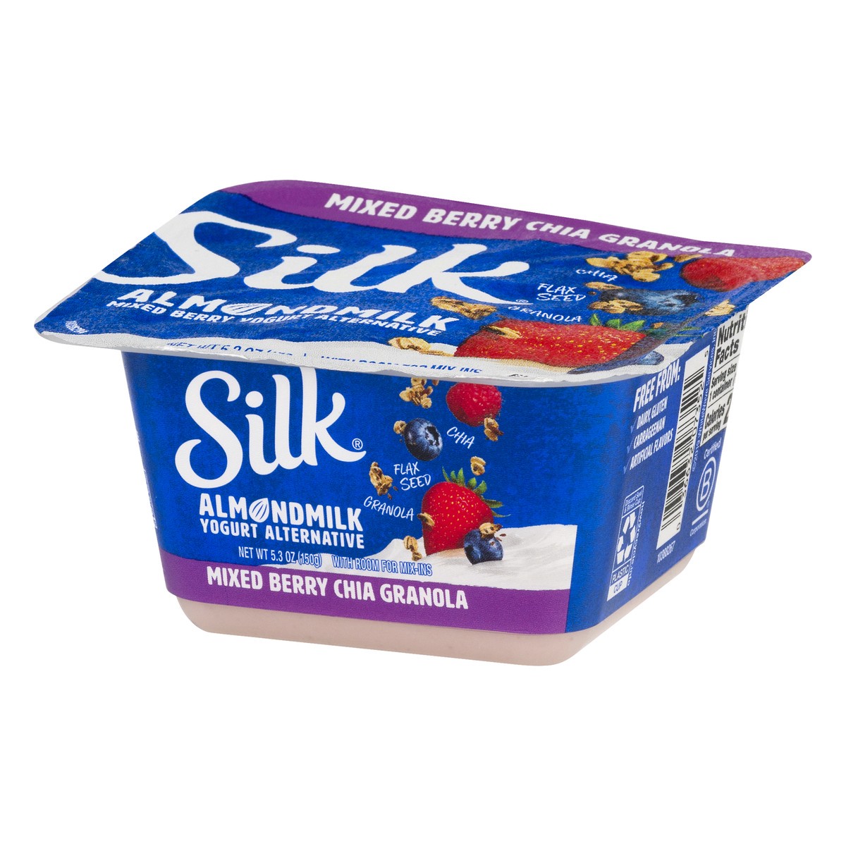 slide 2 of 10, Silk Almond Milk Dairy-Free Yogurt Alternative, Mixed Berry Chia Granola Mix-Ins, Soy-Free, Gluten-Free, Non-GMO Project Verified, 5.3 oz., 5.3 oz