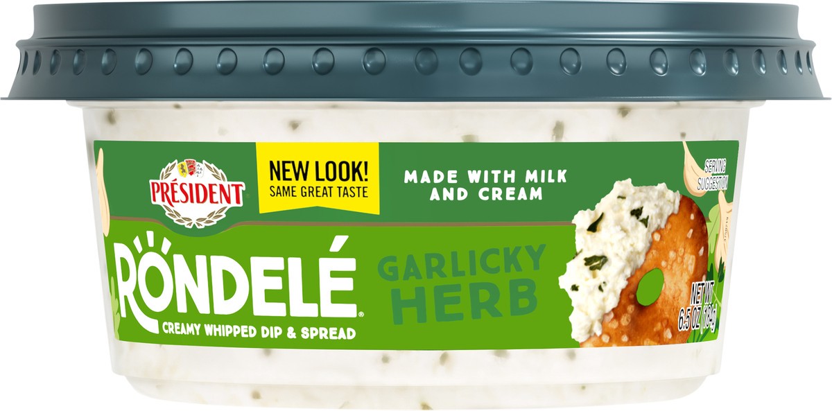 slide 7 of 9, Président Rondele Garlic and Herb Creamy Gourmet Dip & Spread Cheese, 6.5 oz