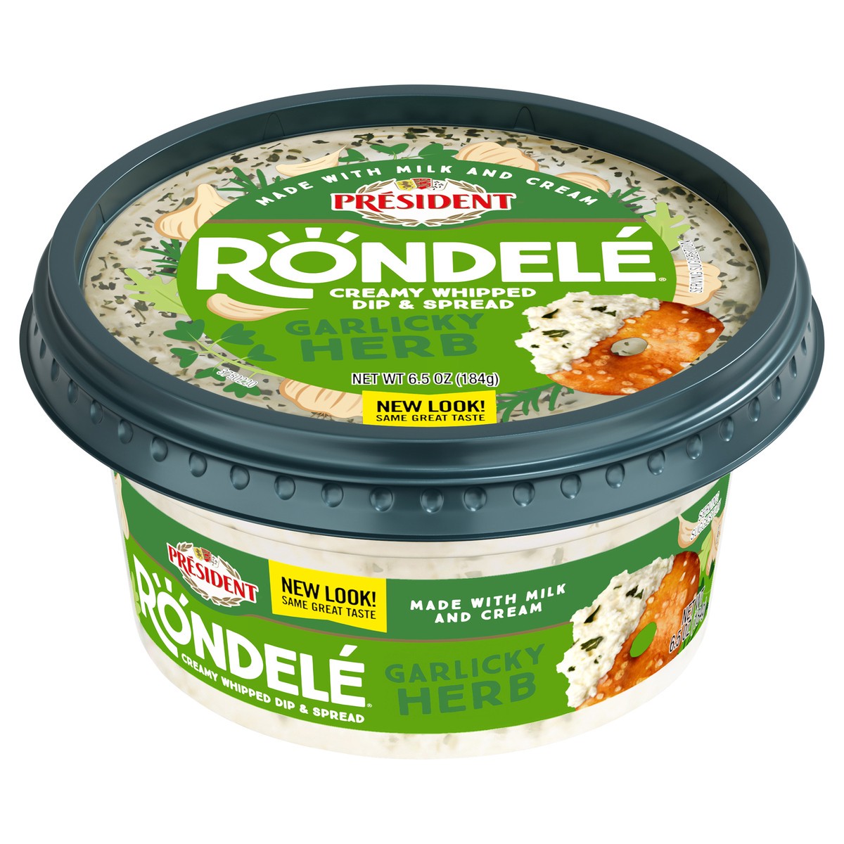 slide 6 of 9, Président Rondele Garlic and Herb Creamy Gourmet Dip & Spread Cheese, 6.5 oz