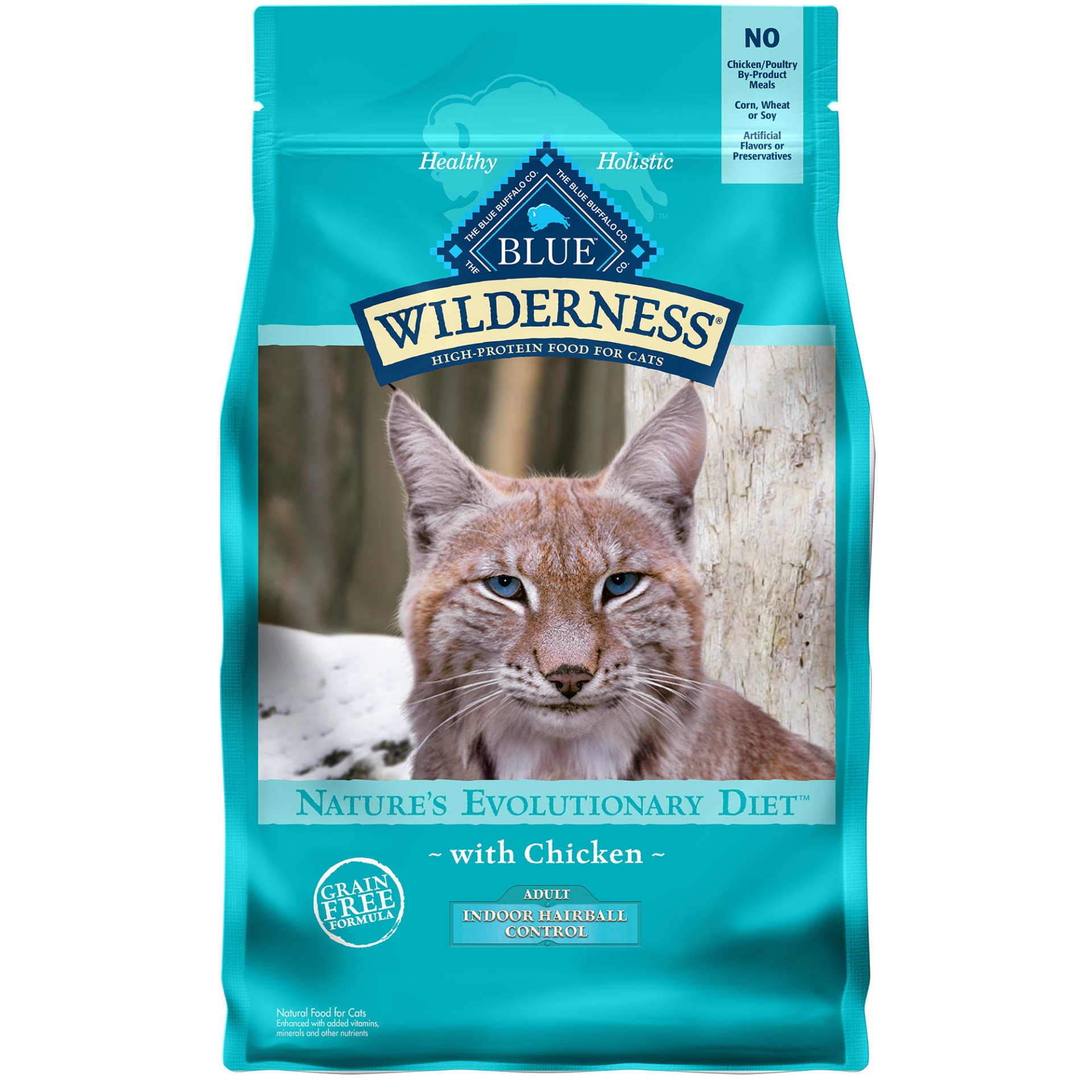 slide 1 of 1, Blue Buffalo Blue Wilderness Adult Indoor Hairball Control Chicken Recipe Dry Cat Food, 5 lb