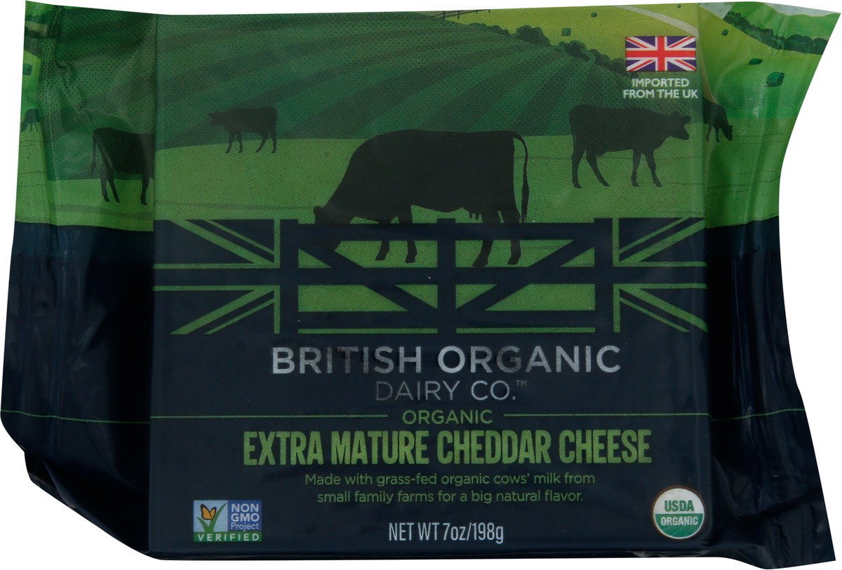 slide 4 of 7, British Organic Dairy Co. Organic Extra Sharp Cheddar Cheese 7 oz, 1 ct