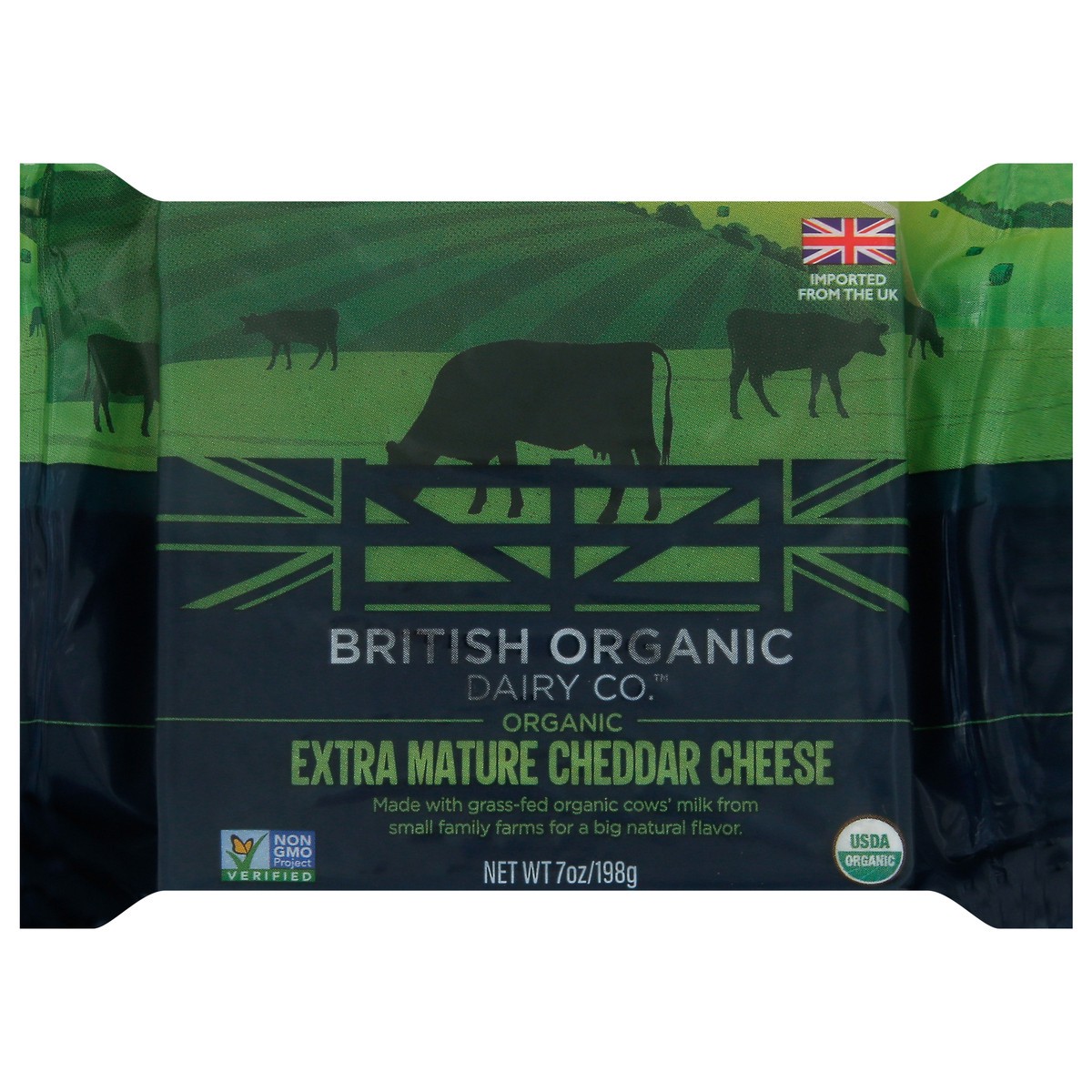slide 7 of 7, British Organic Dairy Co. Organic Extra Sharp Cheddar Cheese 7 oz, 1 ct